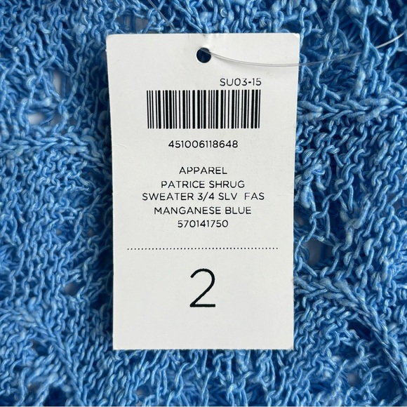 Chico’s Patrice Shrug Linen Blend Cardigan Sweater 3/4 Sleeves Manganese Blue - Picture 12 of 15